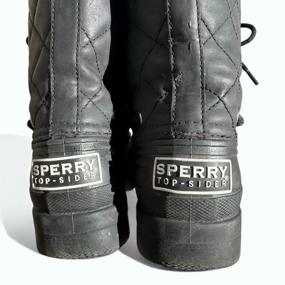Sperry Gosling Quilted Waterproof Duck Boots Women’s 7.5 Black Winter Rain